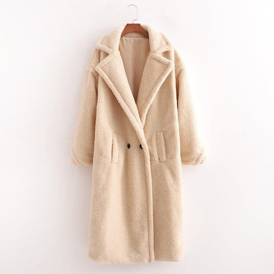 Women's cotton jacket, cotton jacket, women's European and American ins, winter thick and loose lapel lamb wool jacket