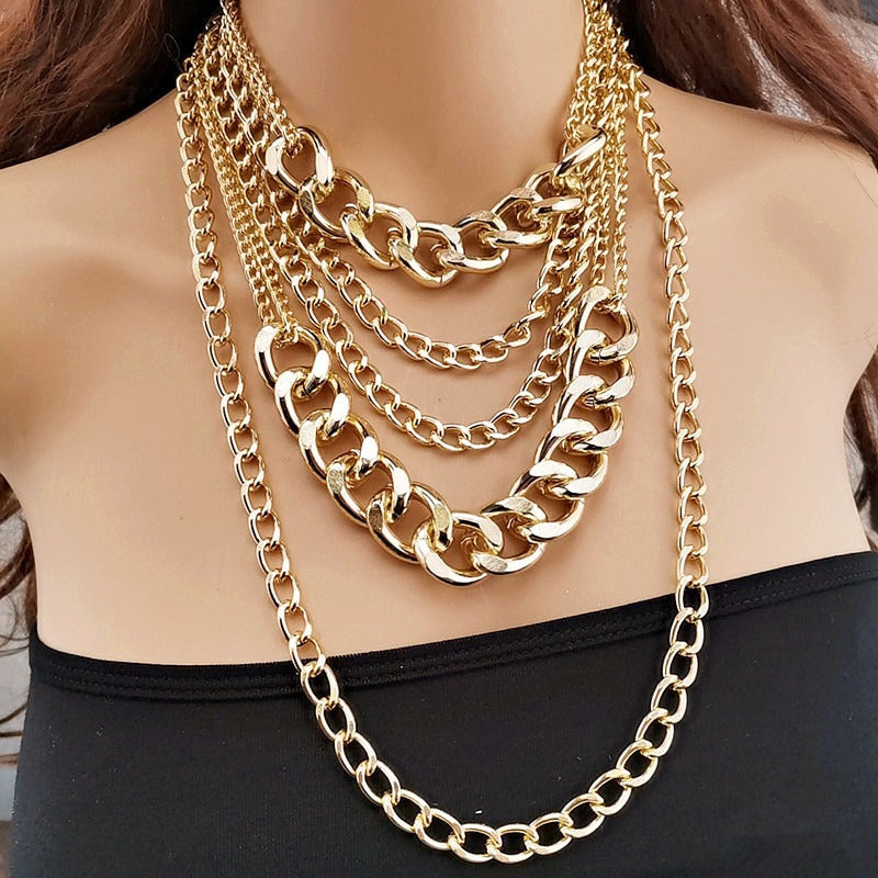 Punk hip-hop necklaces women's fashion thick chain necklaces sweater chains