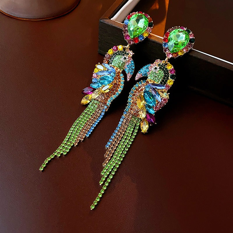 Colorful tassel earrings fashionable and versatile silver needle earrings