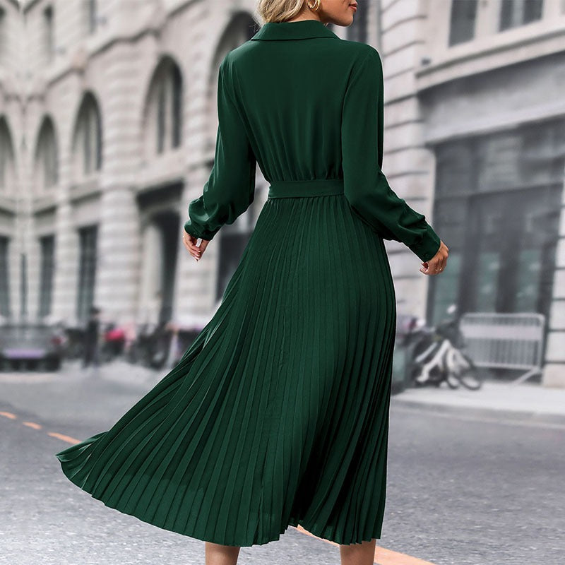 Wholesale popular spring and autumn European and American women's high-end solid color dresses