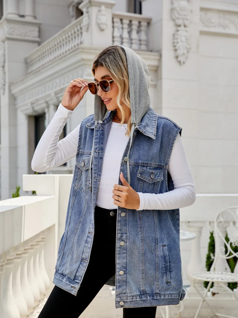 Retro denim vest jacket loose casual women's trend