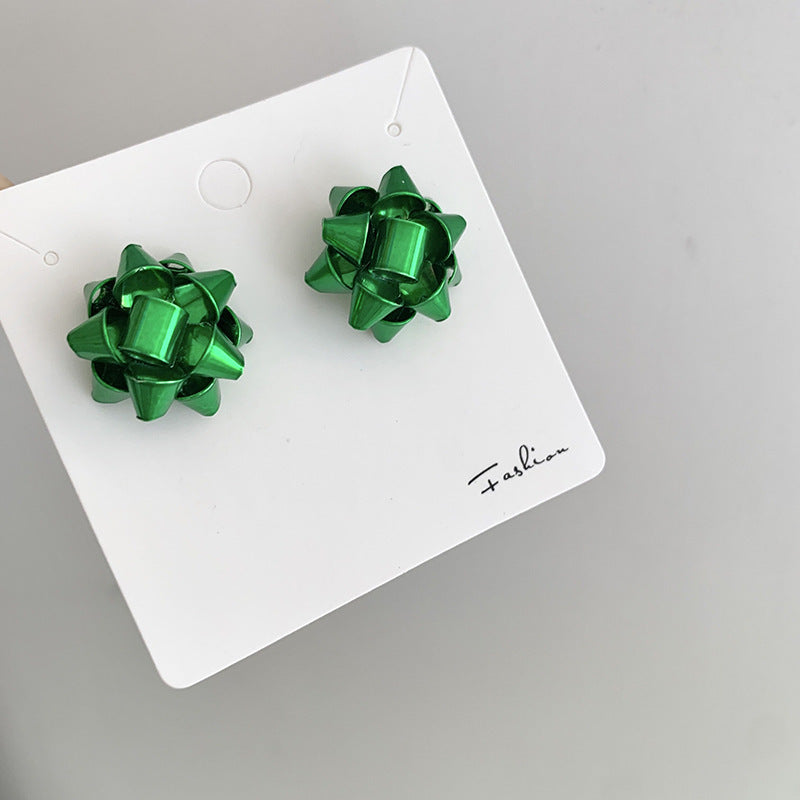 New Christmas Green Star Snowflake Earrings ins Christmas Gift Earrings