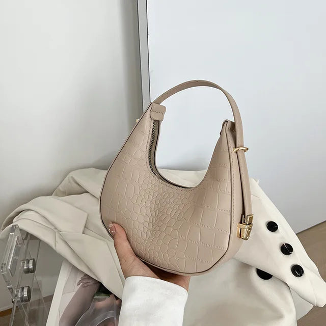 Fashion Alligator Pattern Shoulder Bags For Women Small Handle Underarm Bag Clutch Luxury Pu Leather Female Handbag With Purse