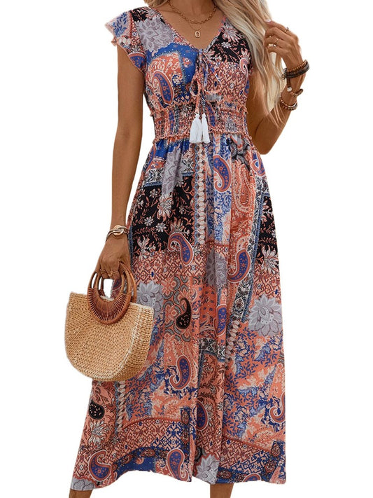 New European and American Summer Women's Bohemian Printed Sleeveless Dress for Women