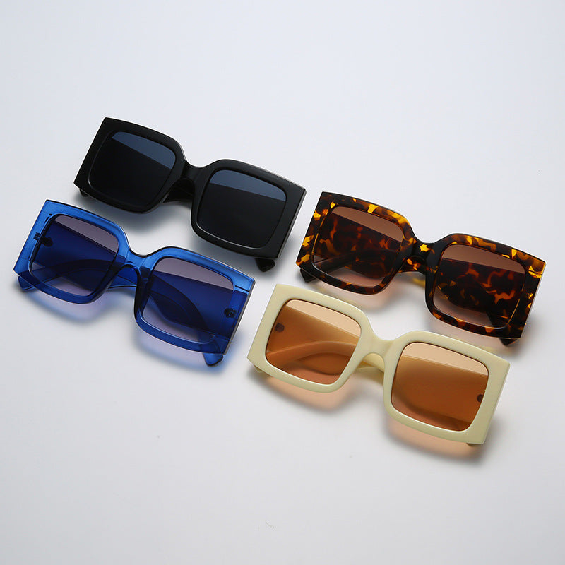 New Fashion Large Square Sunglasses Women's Wide Legs Multicolor Sunglasses