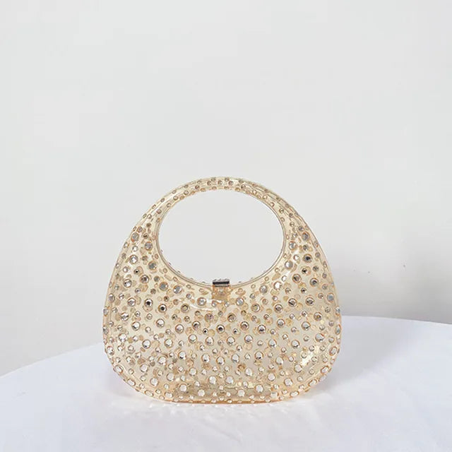 Acrylic clutch bag womenclear designer wedding evening party round box purse  new summer new handbag