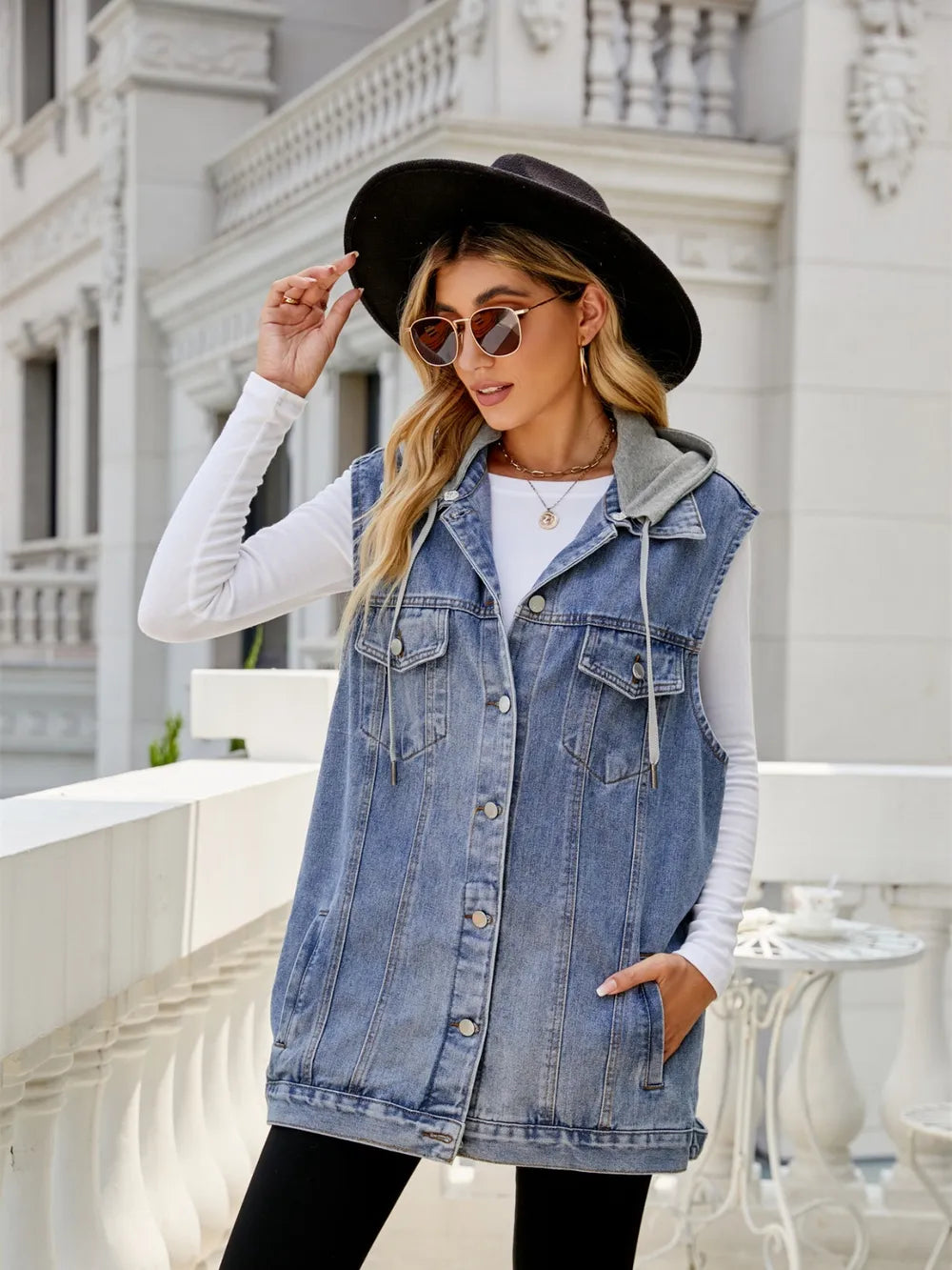Retro denim vest jacket loose casual women's trend