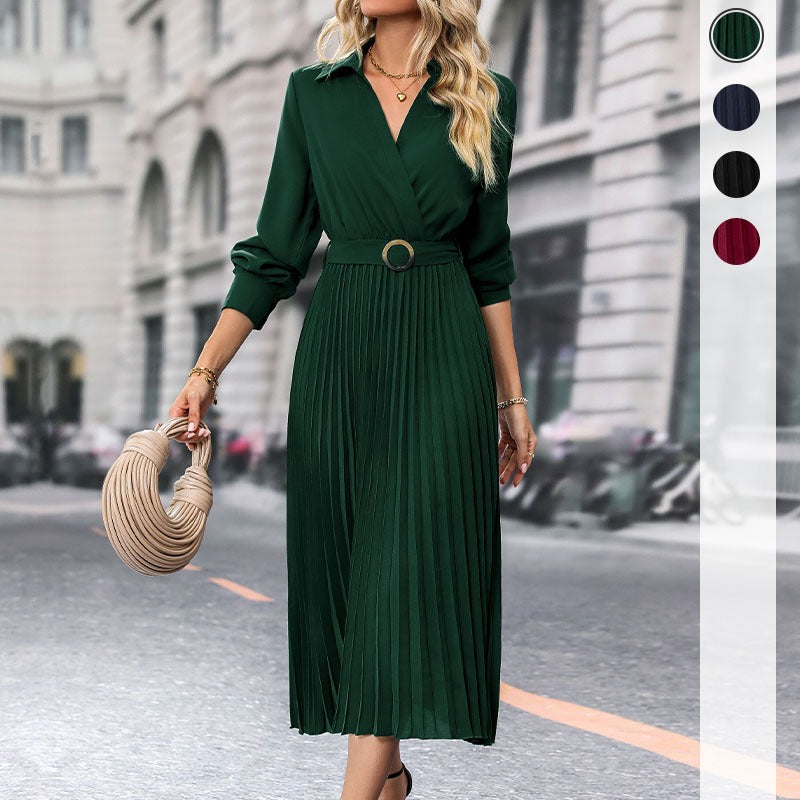 Wholesale popular spring and autumn European and American women's high-end solid color dresses