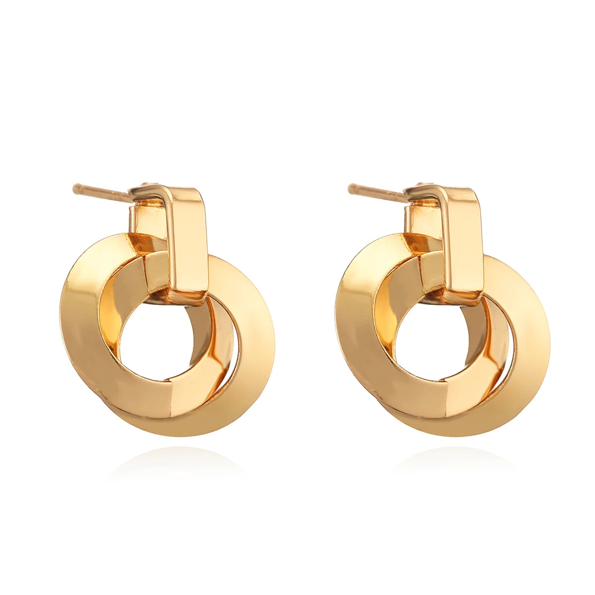 Fashionable and simple plain geometric circle earrings for women INS, niche high-end earrings, new