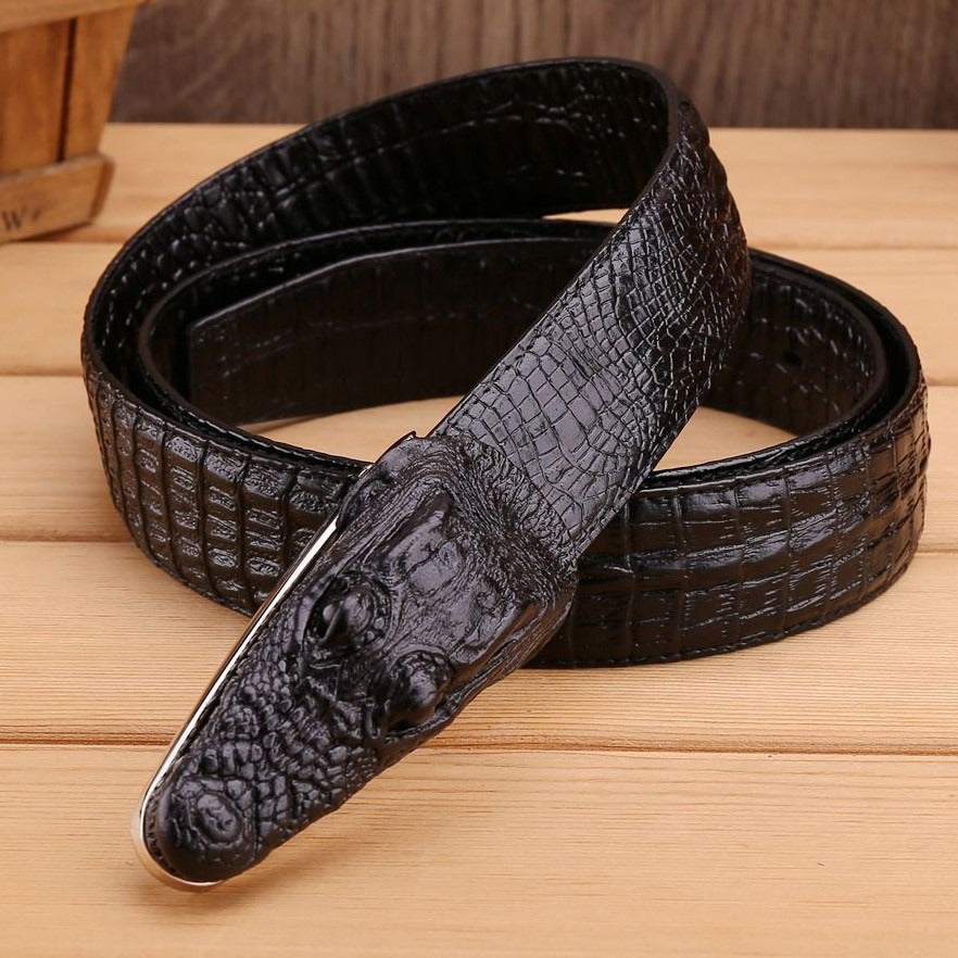 Luxury Alligator Design Cowhide Leather Crocodile Belts for Men