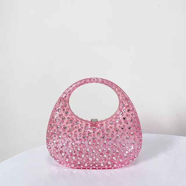 Acrylic clutch bag womenclear designer wedding evening party round box purse  new summer new handbag