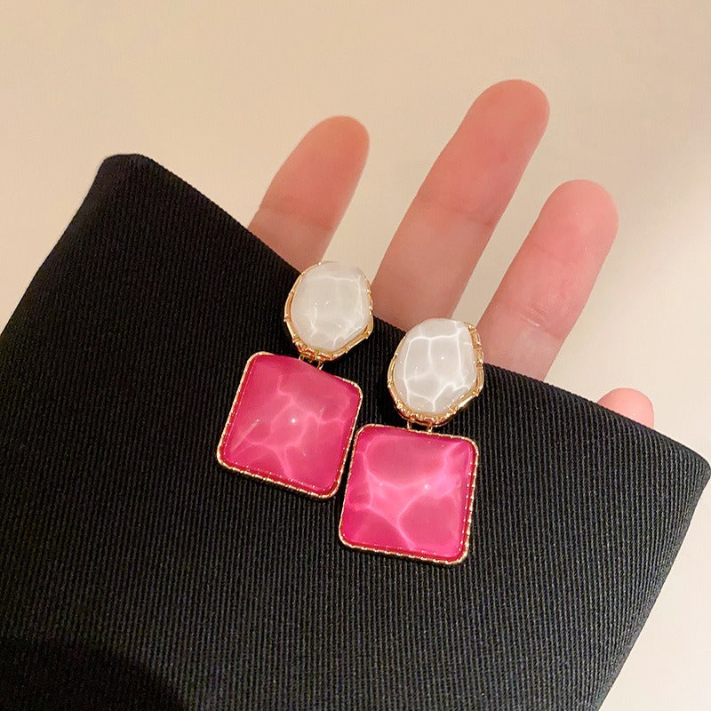 Sparkling Irregular Square Earrings Fashion Light Luxurious High-end Earrings Temperament Versatile Earrings