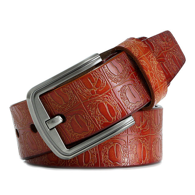 Pin Buckle Genuine Leather Cowhide Belt Jeans Belts For Men