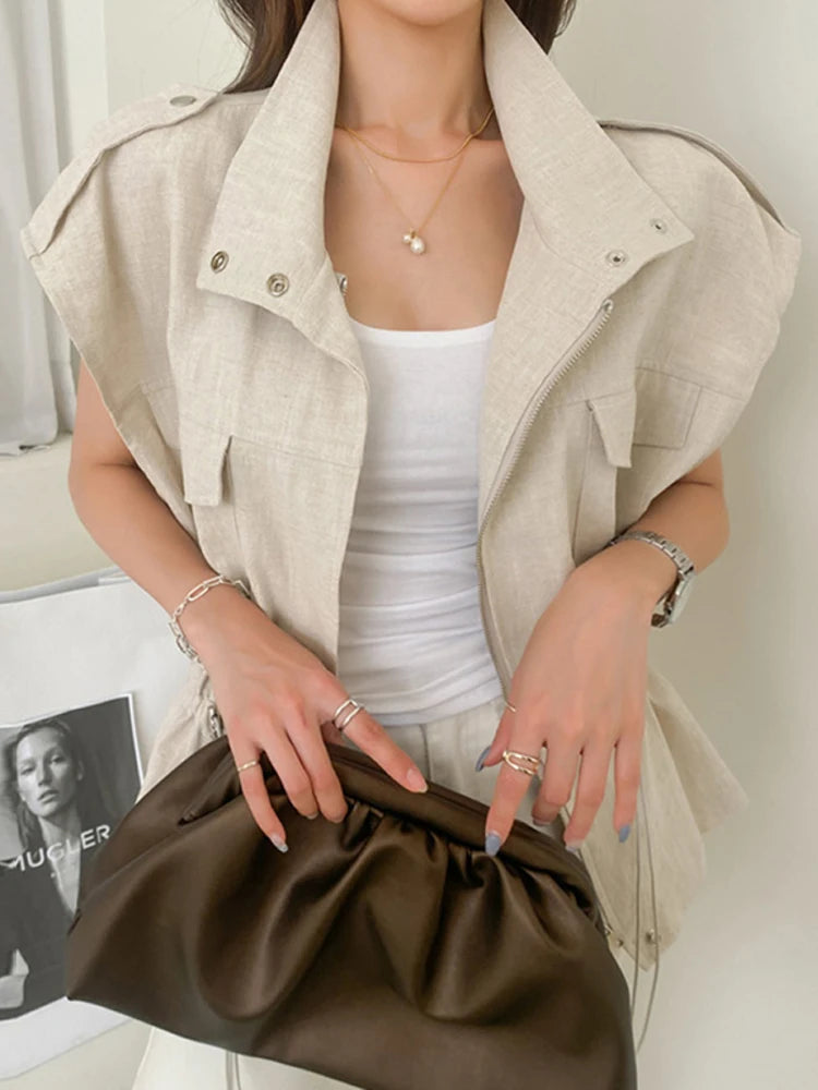 Pocket jacket work clothes vest and jacket for women
