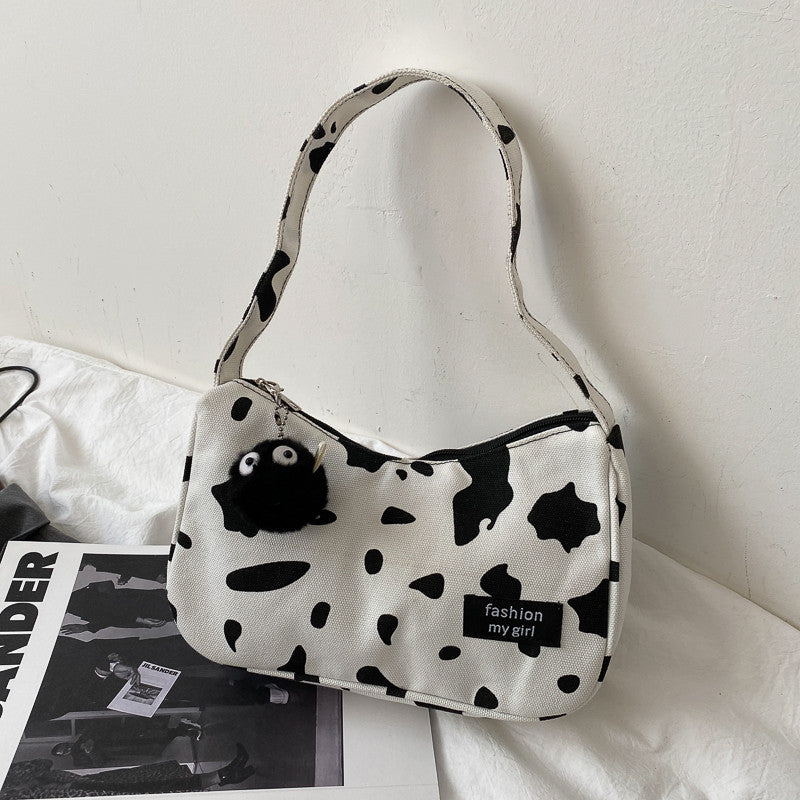 Popular Small Bag Women's Autumn New Trendy Fashion Canvas Messenger Bag All-Match Hand Held One Shoulder Underarm Bag