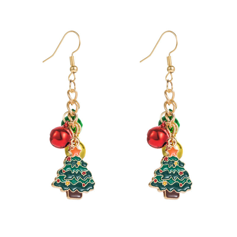 Christmas Series Fashion Design Long Christmas Tree Earrings Cute Bells Hundred Match Ear Hook Earrings