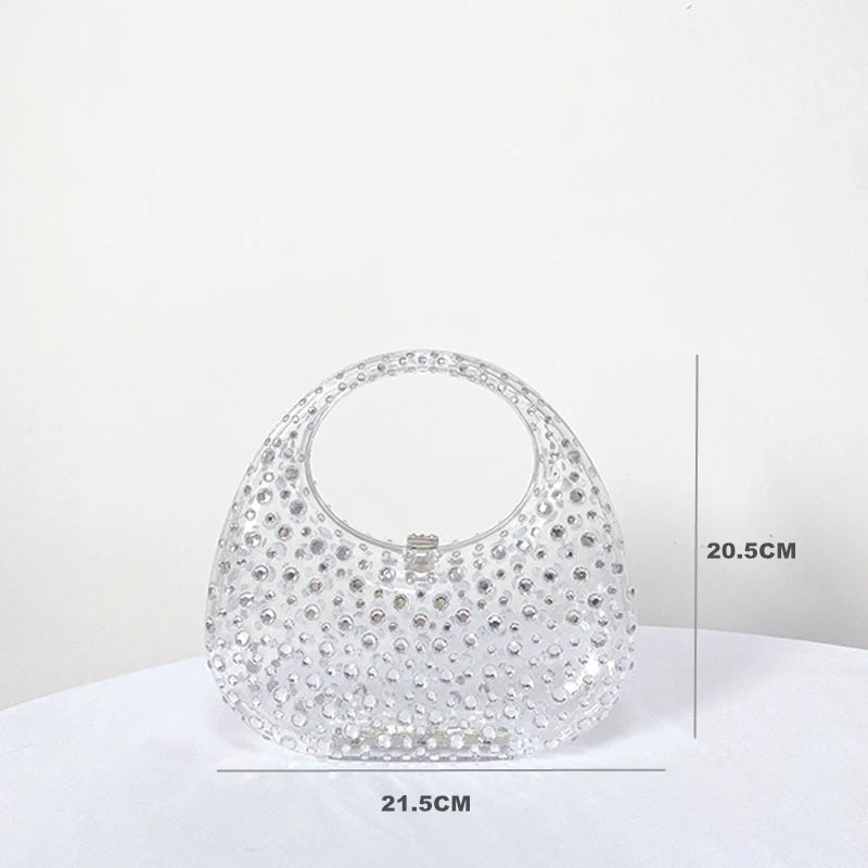 Acrylic clutch bag womenclear designer wedding evening party round box purse  new summer new handbag