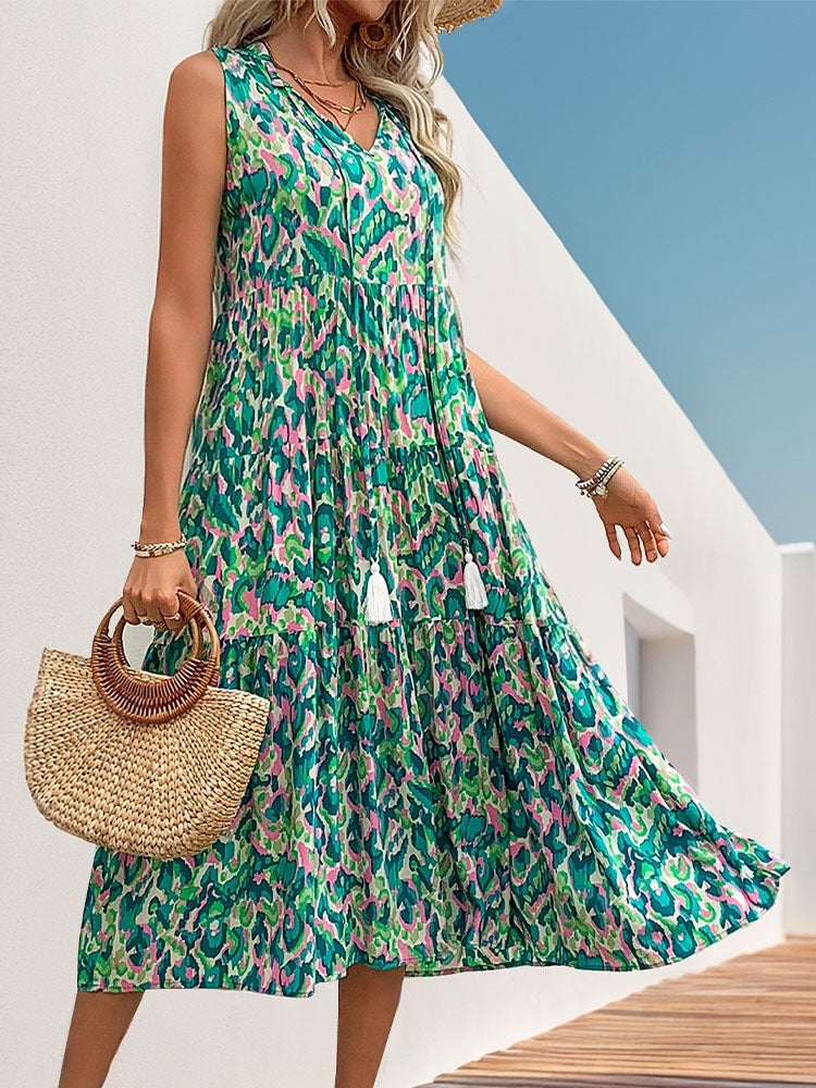 New European and American Summer Women's Sleeveless Bohemian Style Dress