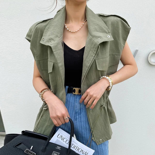 Pocket jacket work clothes vest and jacket for women