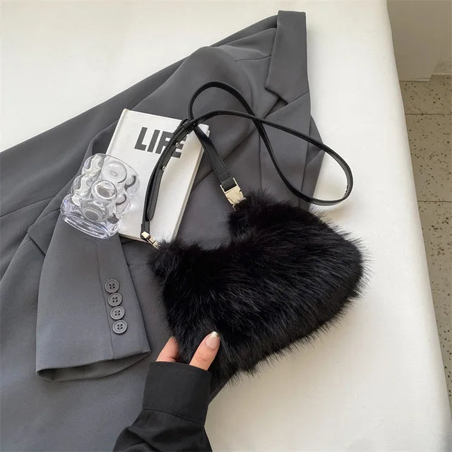 Luxury Designer  Plush Women's Handbag Casual Crossbody Bag Small Cloud Tote Winter New Trend