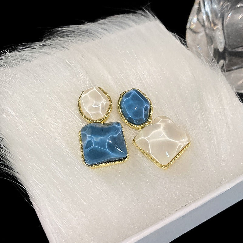 Sparkling Irregular Square Earrings Fashion Light Luxurious High-end Earrings Temperament Versatile Earrings