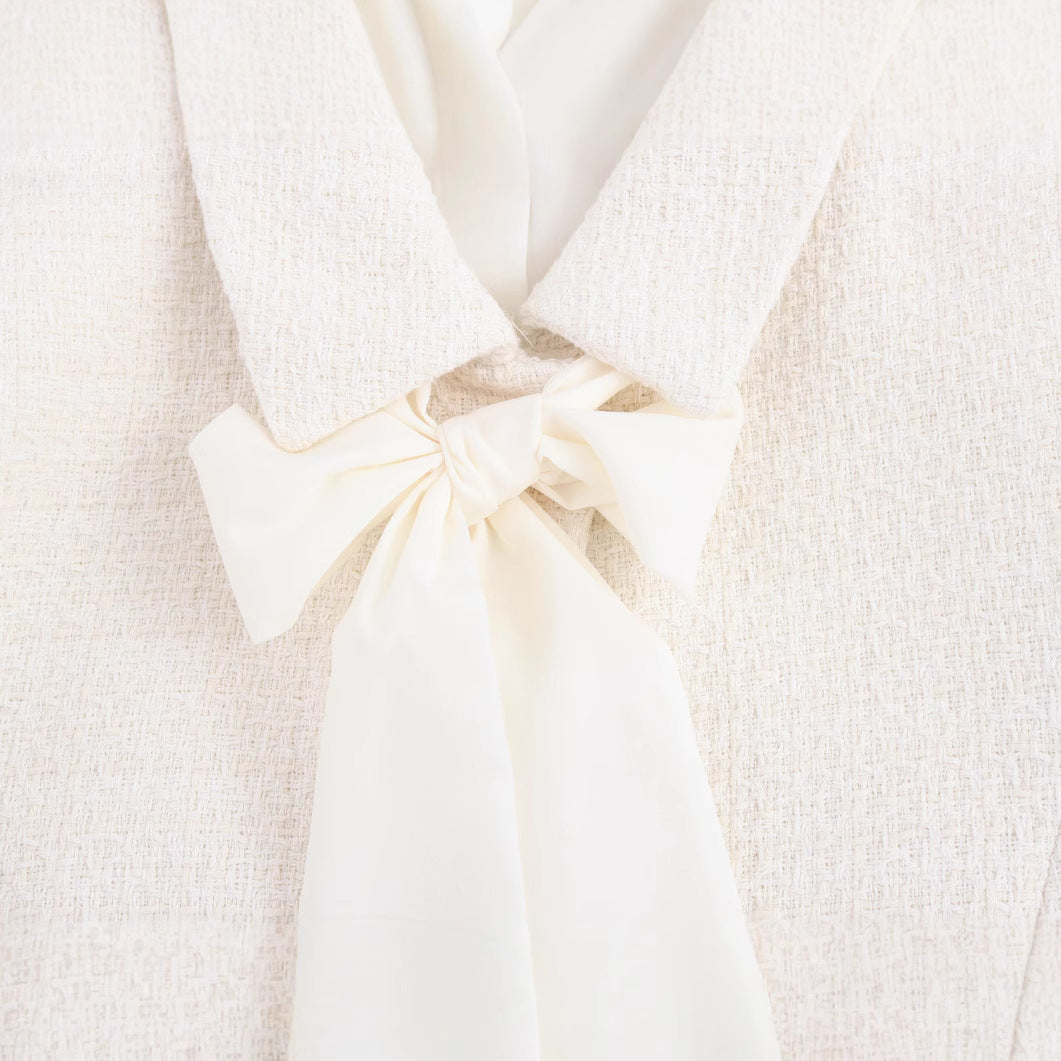 Women's collar long sleeved butterfly tie tied suit jacket