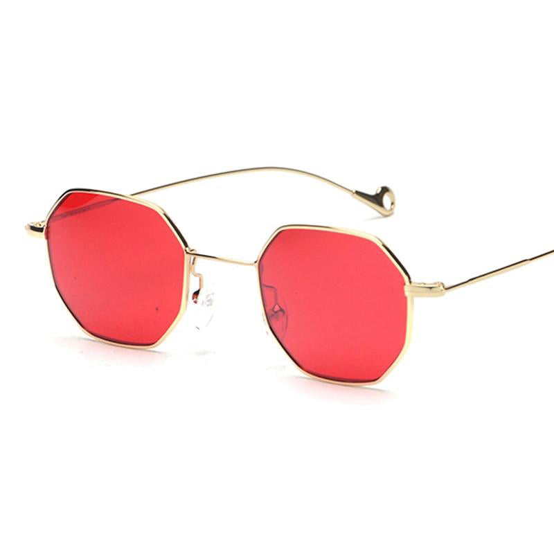 women small frame polygon tinted sunglasses